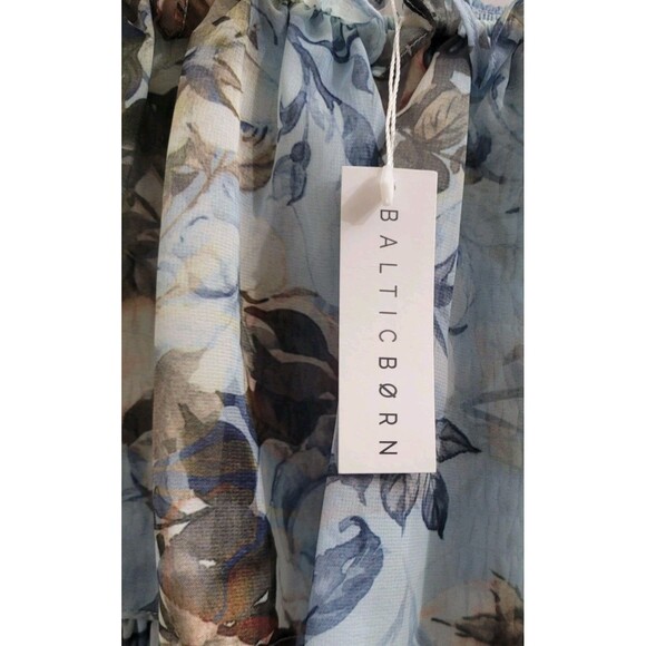 Baltic Born Amalfi Smocked Maxi Dress 1XL Blue Floral Off Shoulder Ruffle NWT - Picture 4 of 9